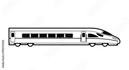 Simple black and white illustration of a streamlined high speed train
