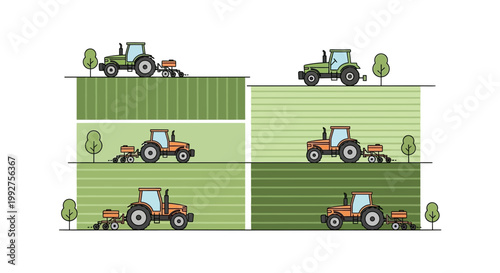 Tractor, farm tractor, agricultural tractor, vector tractors, farming equipment, green tractors