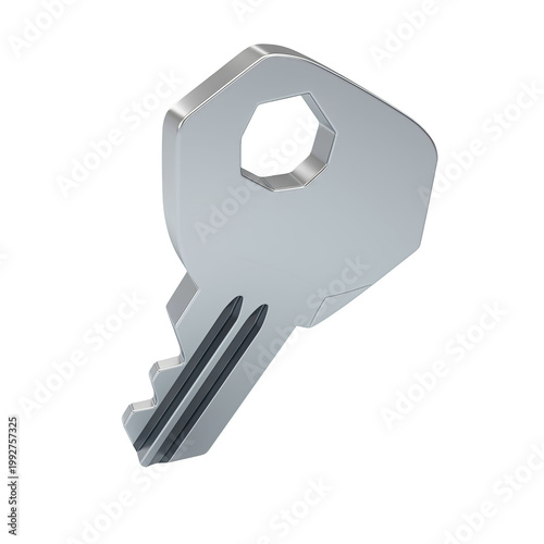 Silver Metal Key with Hexagonal Hole