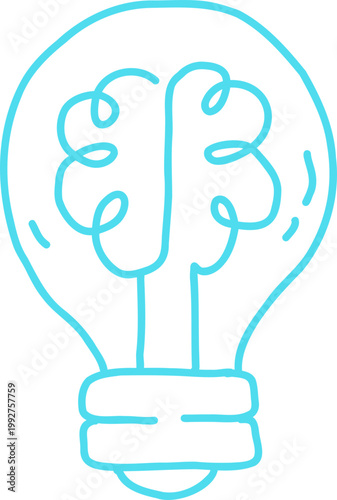 Brain in light bulb icon creative idea concept innovation thinking intelligence symbol modern flat design vector isolated on white background for app logo collection group usage.