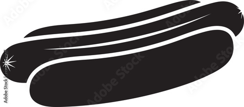 A black silhouette of a hotdog with white lines simple and graphic silhouette