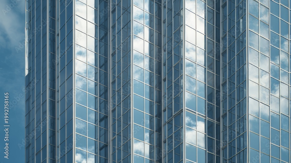 Fototapeta premium Glass skyscraper reflections repeating pattern