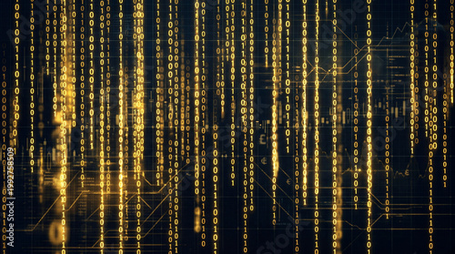 Gold Binary Code Data Stream