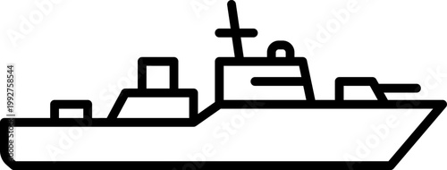 Military Warship Destroyer Vessel Outline Icon