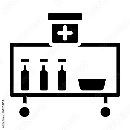 Medical Cart Vector Glyph Icon Design