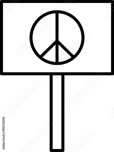 Peace Sign Protest Placard Outline Icon