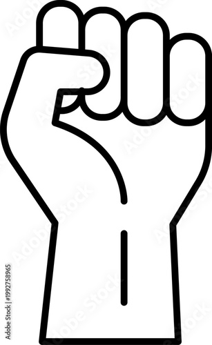 Raised Clenched Fist Protest Power Outline Icon