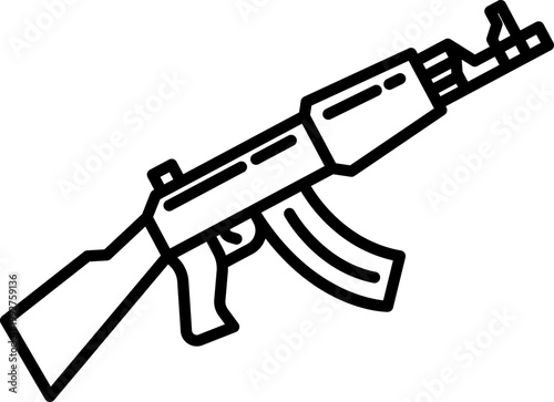 Assault Rifle Military Weapon Outline Icon