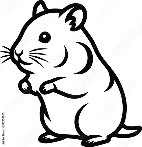 Hand Drawn Hamster Vector Illustration Cute Minimal Line Art Rodent