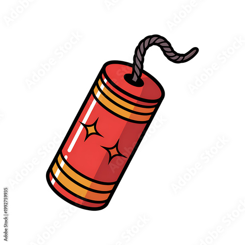 Cartoon illustration of a red dynamite stick with fuse