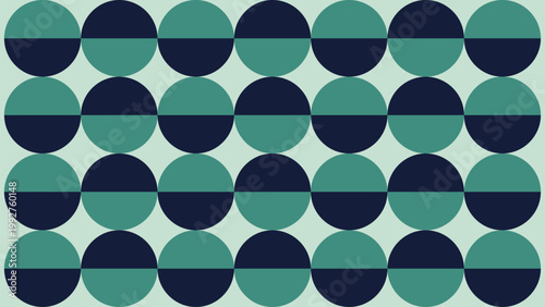 Teal and navy geometric seamless pattern with retro half circles, modern minimalist background for corporate and tech design
