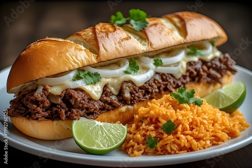 mexican barbacoa sub served with rice