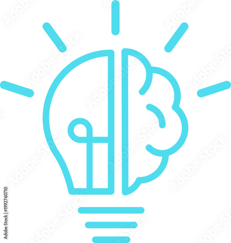 Brain in light bulb icon creative idea concept innovation thinking intelligence symbol modern flat design vector isolated on white background for app logo collection group usage.