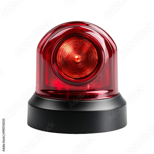 A red emergency light  black base isolated on transparent background