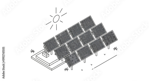 Solar panel array generating clean energy from sunlight.