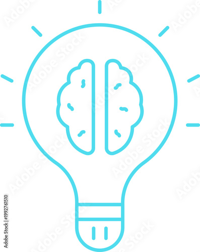 Brain in light bulb icon creative idea concept innovation thinking intelligence symbol modern flat design vector isolated on white background for app logo collection group usage.