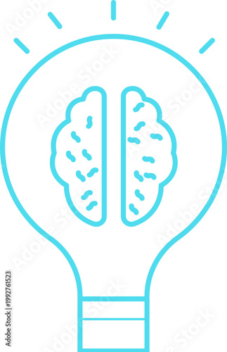 Brain in light bulb icon creative idea concept innovation thinking intelligence symbol modern flat design vector isolated on white background for app logo collection group usage.