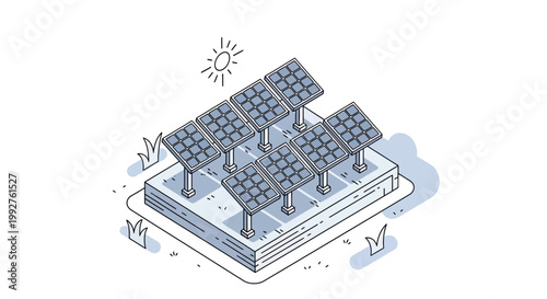 Solar Panel Array Generating Clean Energy Under Bright Sun.