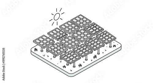 Solar Panel Array Generating Clean Energy Under Sunlight.