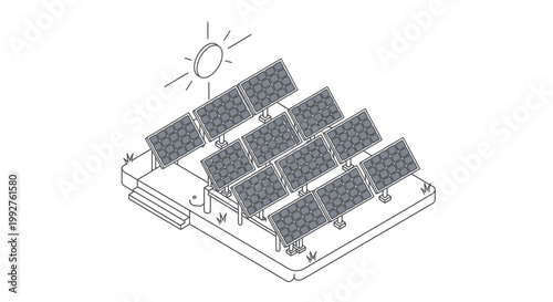Solar panels generating clean energy from sunlight.