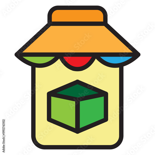Virtual Store Vector Filled Icon Design
