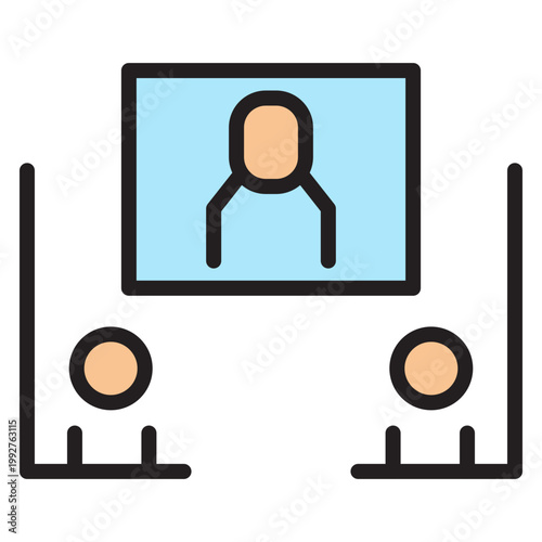 Virtual Event Stage Vector Filled Icon Design