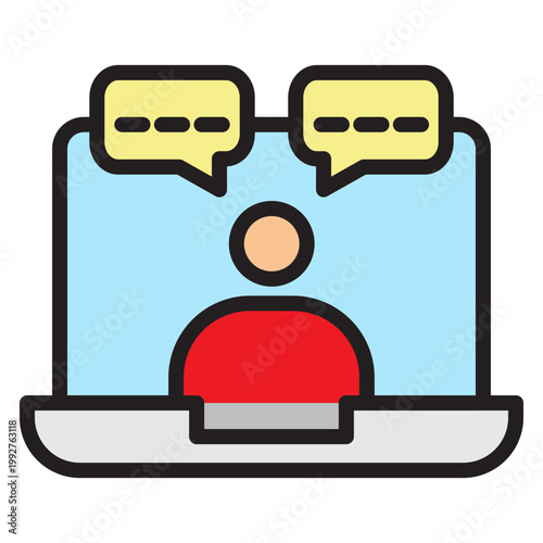 Virtual Conference Vector Filled Icon Design