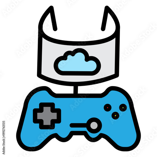 VR Gaming Arena Vector Filled Icon Design