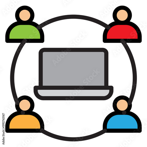 Remote Collaboration Vector Filled Icon Design