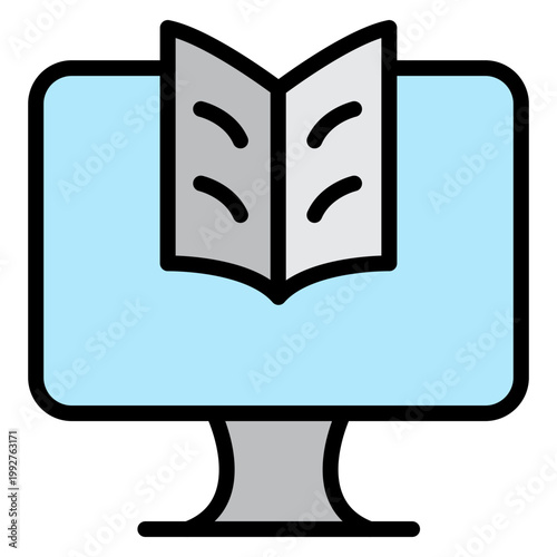 Digital Learning Space Vector Filled Icon Design