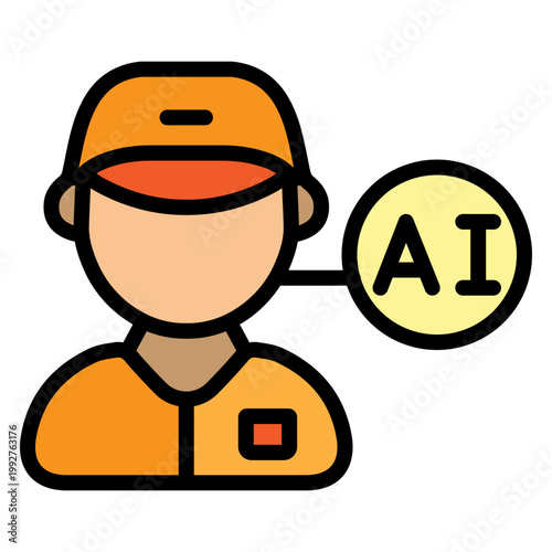 AI Avatar Vector Filled Icon Design