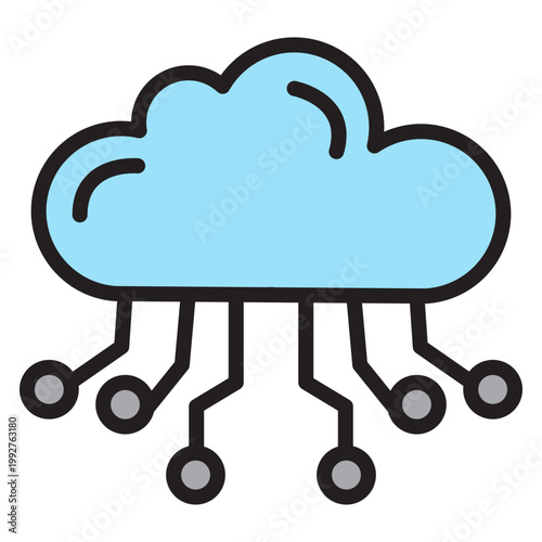 Artificial Intelligence Brain Vector Filled Icon Design