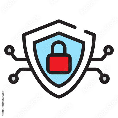 Cyber Security Shield Vector Filled Icon Design