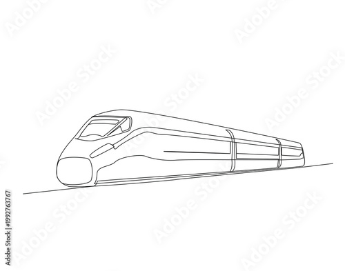 One Line Drawing of Fast Train or High Speed Train. Railroad Transportation Concept illustration.
