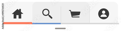 Bottom navigation icon set minimal flat vector illustration for mobile app interface use