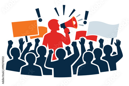  human silhouettes protest, minimal editorial vector,