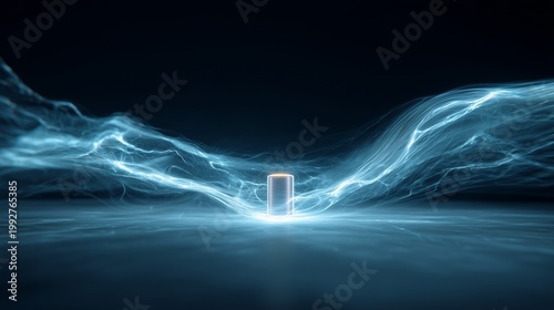 Energy Surge: A captivating digital depiction showcasing an energized aura envelops a central core, emitting a vibrant surge of energy. 