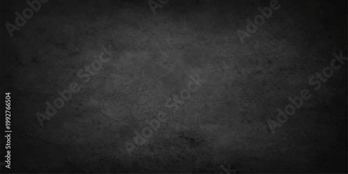 A dark vintage grunge background featuring a rough black stone wall texture with a dirty gray concrete surface and old paper patterns for a blank textured backdrop design