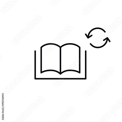 Books and refresh arrows. Learning and reading update, library refresh, study renewal. Pixel perfect, editable stroke vector icon