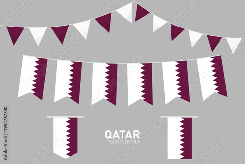 Qatar national flag collection, Flag garlands festive bunting triangle banners and hanging flag
