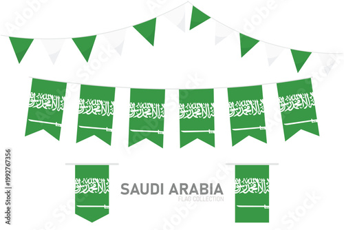 Saudi arabia national flag collection, Flag garlands festive bunting triangle banners and hanging flag