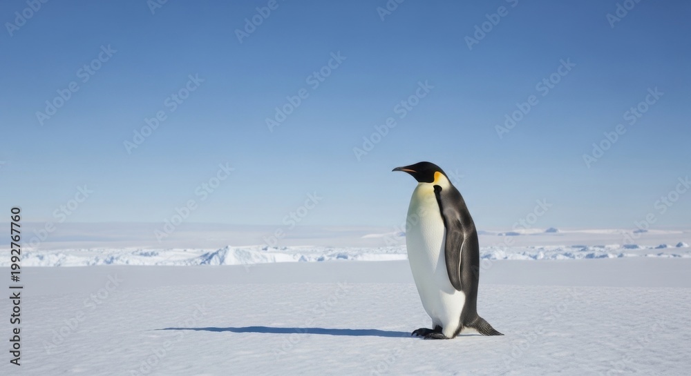 Obraz premium King penguin standing on Antarctic ice landscape