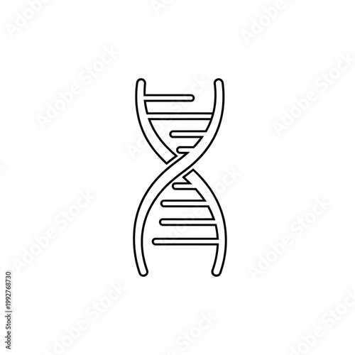 black and white single line vector, clean stroke biotechnology symbol, isolated modern flat design