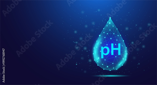 Futuristic Low Poly pH Level Water Drop Chemistry Concept