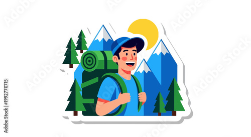 Outdoor adventure hiker enjoying mountain landscape with bright sunlight representing outdoor lifestyle and exploration