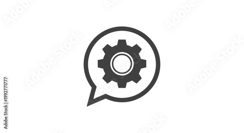 Gear in speech bubble icon.