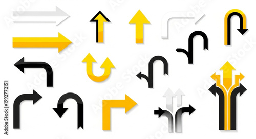 Collection of various directional arrows in different styles and colors.