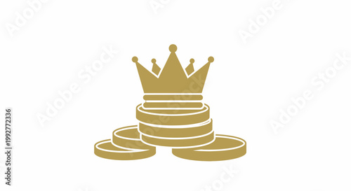 Golden Crown Coins Stack.