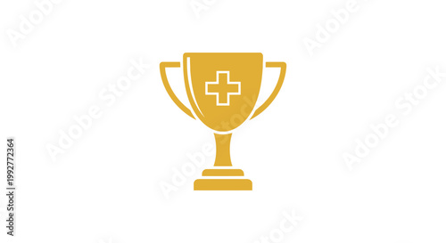 Golden Medical Trophy Cup Icon.