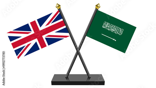 Flag of Saudi Arabia and United Kingdom of Great Britain